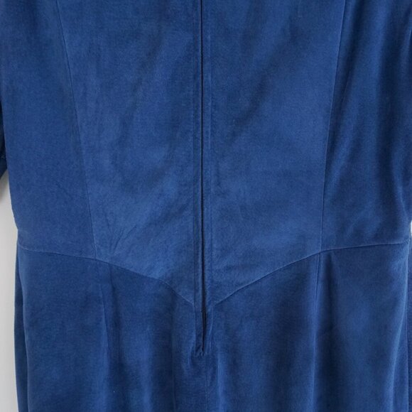 Vintage Danier Blue 100% Suede Leather Short Sleeve Midi Dress Large - Picture 10 of 13